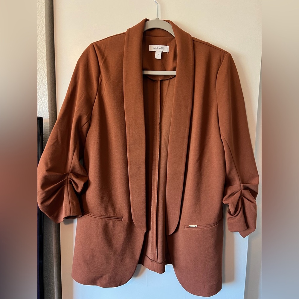 Nine West Burnt Orange Open-Front Blazer